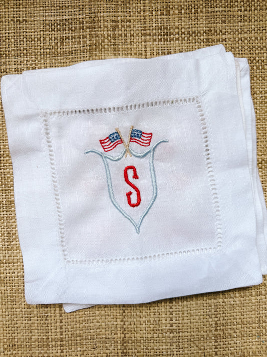 American Flag Crest Cocktail Napkin